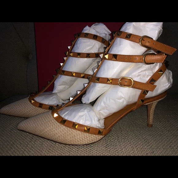 Valentino Rockstud Caged Ankle Strap Heels 9.5 - Picture 2 of 6